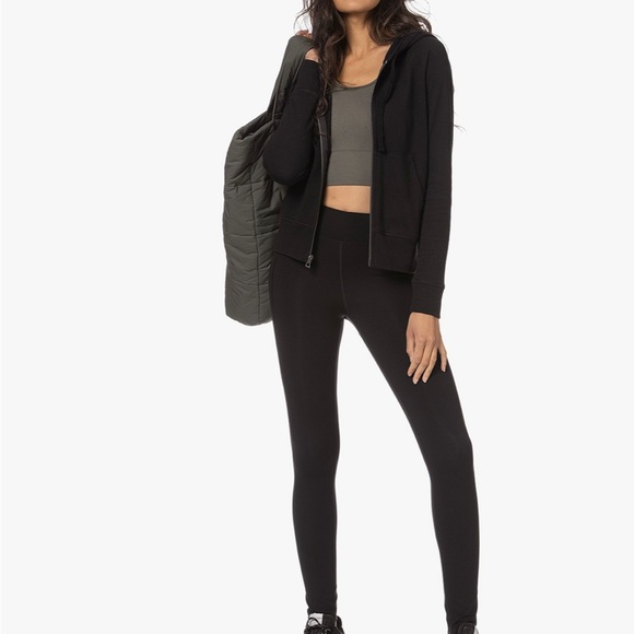 James Perse Cozy Sweat Top Zip-Up Hoodie Cropped Black - Picture 2 of 10